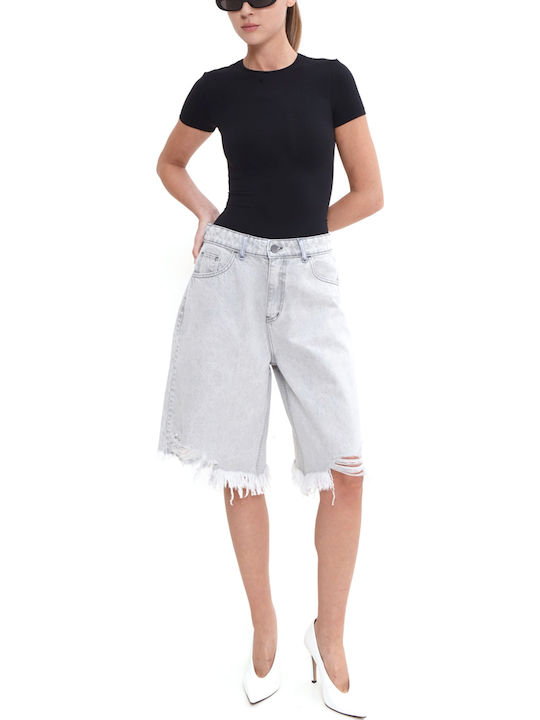Bermudă Denim Gri Pentru Femei