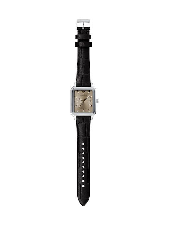 Emporio Armani Ανδρικό Ρολόι 36mm Μπαταρίας με Μαύρο Δερμάτινο Λουράκι