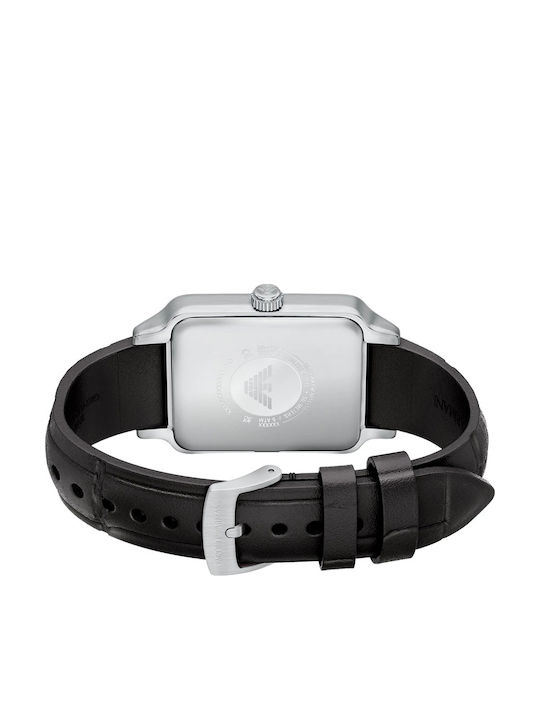 Emporio Armani Ανδρικό Ρολόι 36mm Μπαταρίας με Μαύρο Δερμάτινο Λουράκι