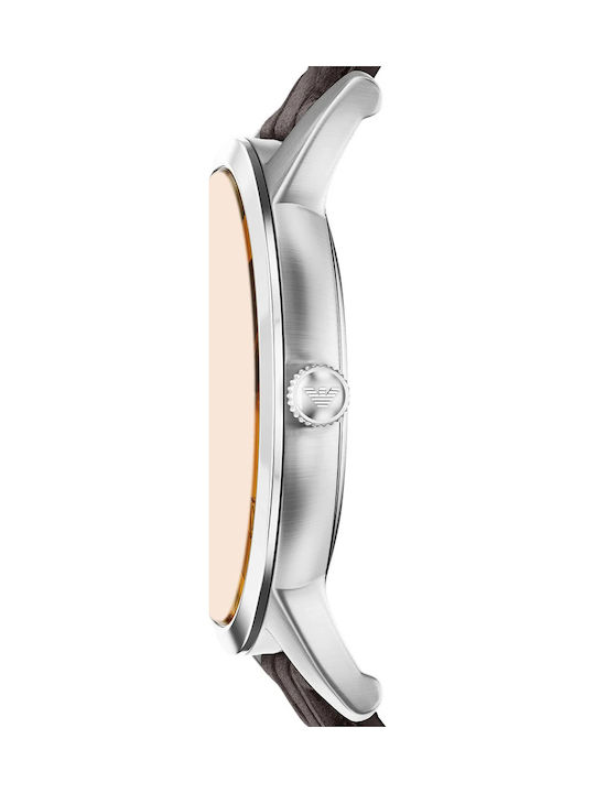 Emporio Armani Ανδρικό Ρολόι 43mm Μπαταρίας με Μαύρο Δερμάτινο Λουράκι
