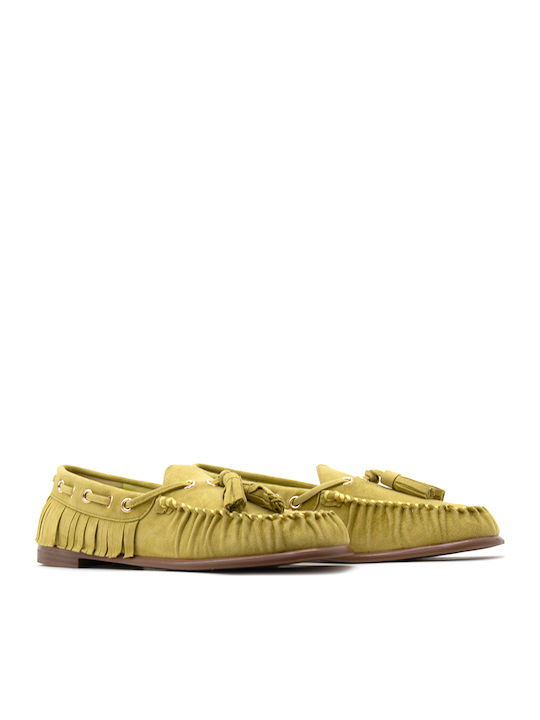 Loafers Dama Din Piele În Culoare Galbenă