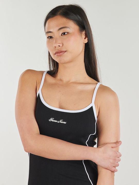 Summer Mini Athletic Dress with Spaghetti Straps Black