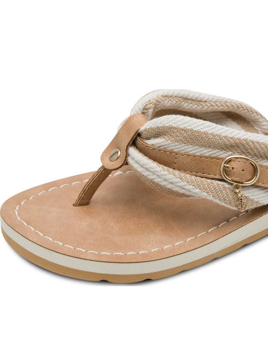 Damen Flache Sandalen Beige