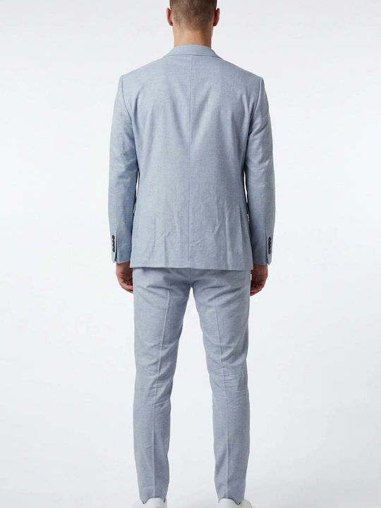 Summer Men's Groom's Suit with Slim Fit Blue