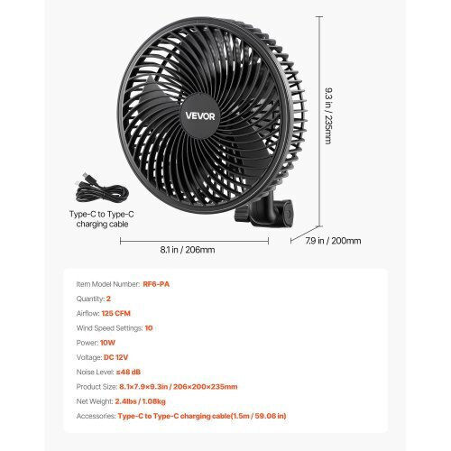 Vevor Ventilator USB 10W Negru