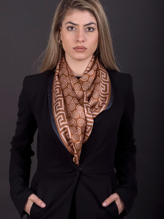 Kalfas Luxury Silk Damen Seiden Schal Braun