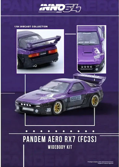 Μοντέλο Αυτοκινήτου Mazda Rx-7 Fc3s Pandem Rocket Bunny Μωβ 1:64 Inno64