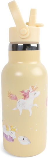 Filibabba Kids Water Bottle Unicorn Stainless Steel with Screw-On Cap Non Spill Gray