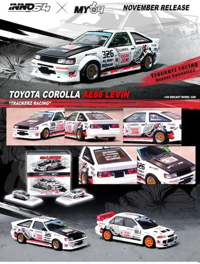 Модел Автомобил Toyota Corolla Levin Ae86 #326 Trackerz Racing 1:64 Inno64