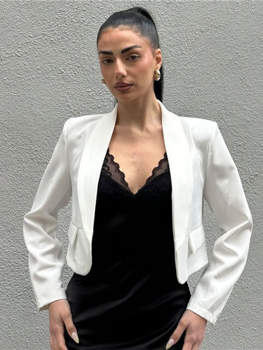 Chica Κοντό Γυναικείο Σακάκι Λευκό