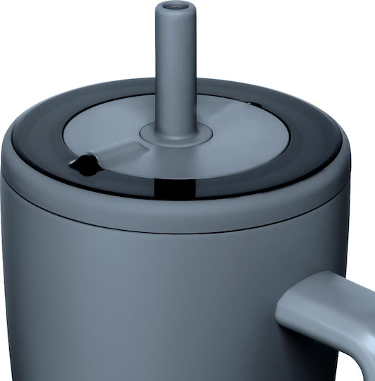 Cool'NMore Handled Tumbler Thermos Stainless Steel BPA Free 1.2lt Gray with Straw and Handle