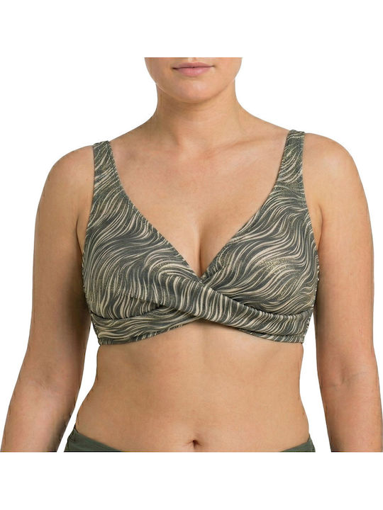 Plus Size Дамски Бански Bikini Без Банели Glossy Glam Хаки
