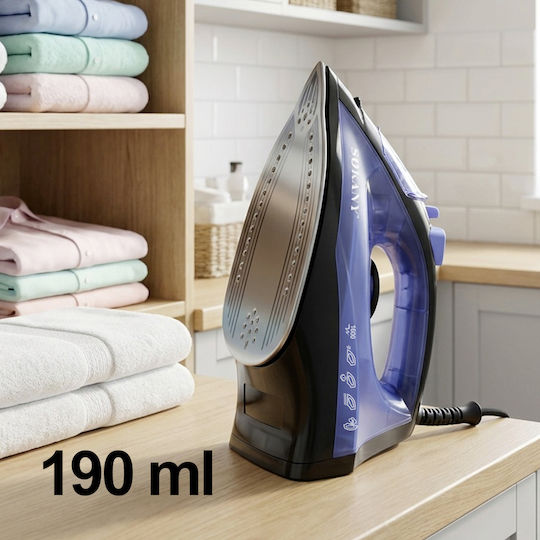 Sokany Steam Iron 1600w Ceramic Soleplate 190ml Tank Black Blue