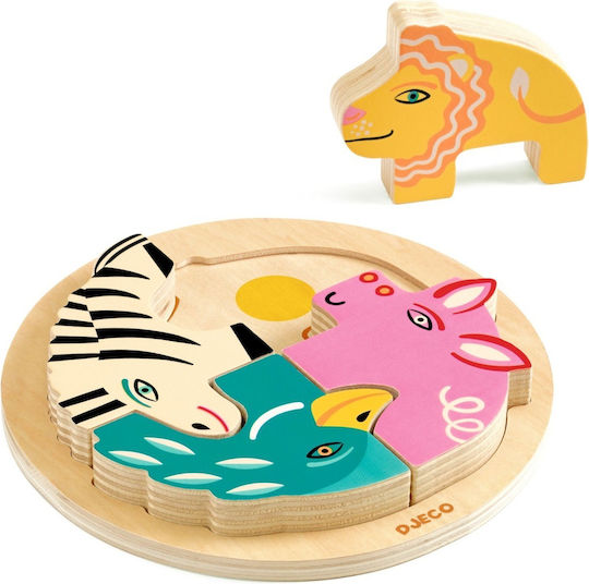 Puzzle Din Lemn Pentru Copii Pentru 2+ Ani 4 Piese Djeco