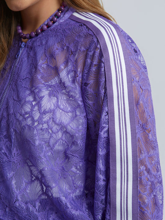 Women's Cardigan with Zipper in Purple Colour