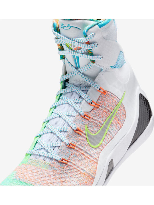 Kobe 9 Elite Protro What The Kobe Inalti Pantofi De Baschet Albi / Argintiu Reflectorizant / Albastru Clor / Negri