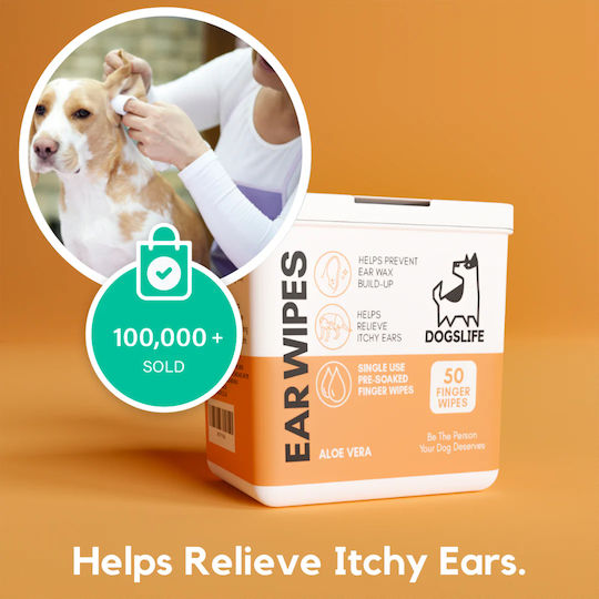 Dog's Life Dog Ear Wipes Wet Finger Ear Cleaning Pads for Dogs