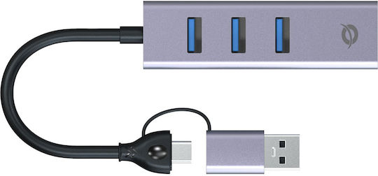 Conceptronic Hub 3 Porturi cu Conectare USB-A Gri