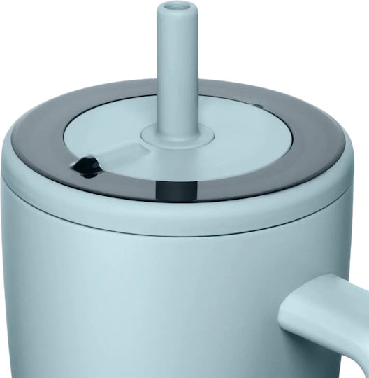 Cool'NMore Handled Tumbler Thermos Stainless Steel BPA Free 1.2lt Blue with Straw and Handle