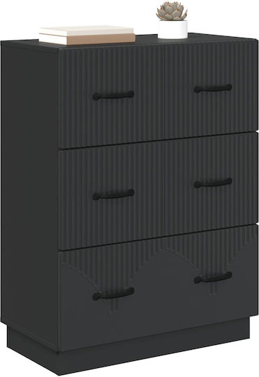 Μπουφές Ξύλινος με Συρτάρια Μαύρος 66x34.5x87cm