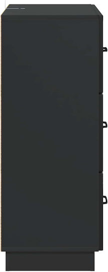Μπουφές Ξύλινος με Συρτάρια Μαύρος 66x34.5x87cm