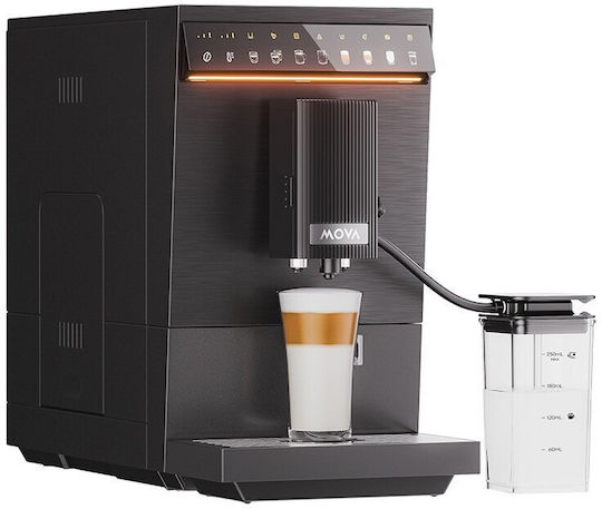 Mova 10 Pro Αυτόματη Μηχανή Espresso 1470W Πίεσης 19bar για Cappuccino με Μύλο Άλεσης Μαύρη