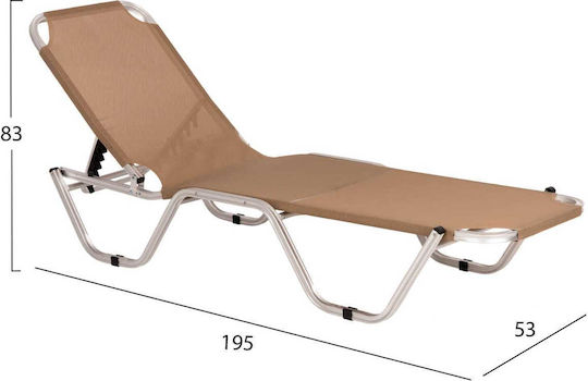 Beach Sunbed Brown Aluminum 60x190x30cm