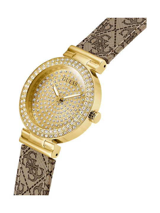 Guess Ladies Ceas Dama 34mm Baterie cu Curea din Piele Bej