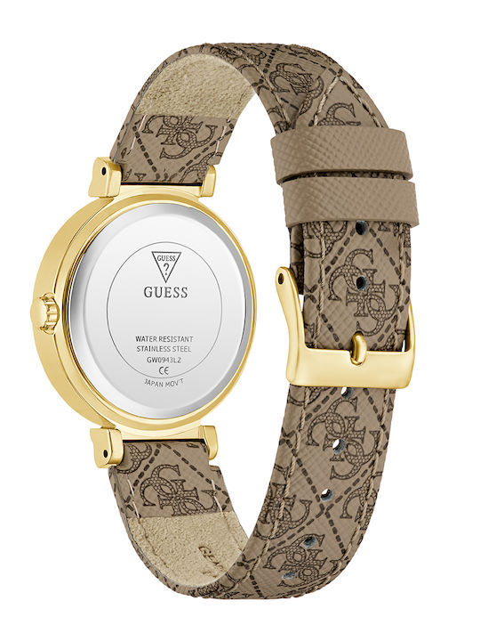 Guess Ladies Ceas Dama 34mm Baterie cu Curea din Piele Bej