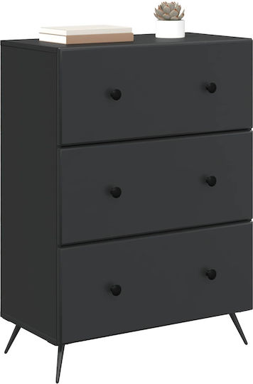 Kommode Für Schlafzimmer Aus Holz Und Metall Schwarz 66x34.5x90cm Kommode Für Schlafzimmer Aus Holz Und Metall Schwarz 66x34.5x90cm