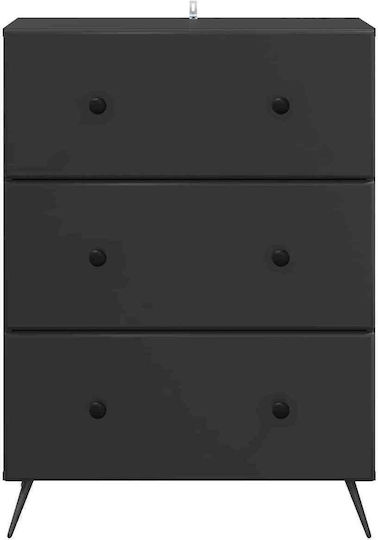 Bedroom Chest of Drawers Wood and Metal Black 66x34.5x90cm