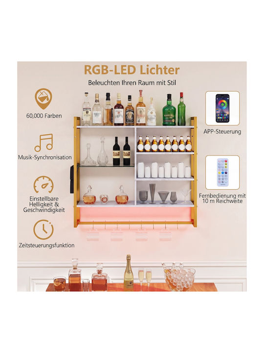 Ράφι Τοίχου με LED Λευκό 107x24x96εκ.