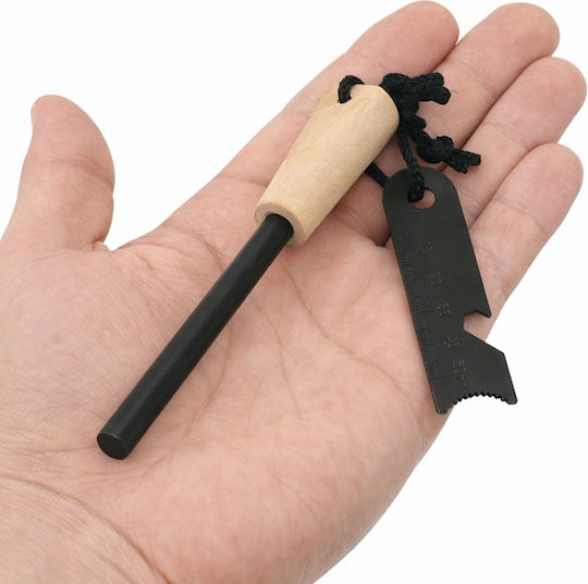 Robust Survival Fire Striker Wooden Handle Multifunctional Scraper Depox Wood 12 Cm
