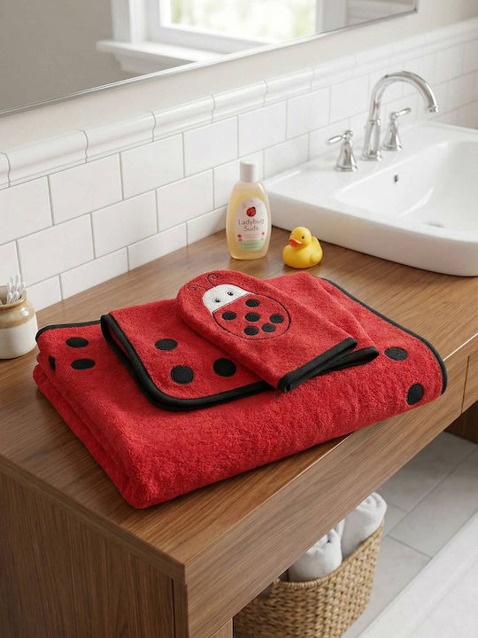 Designer's Cat Σετ Βρεφικές Πετσέτες 3τμχ Ladybug 30x50cm Βάρους 500gr/m²