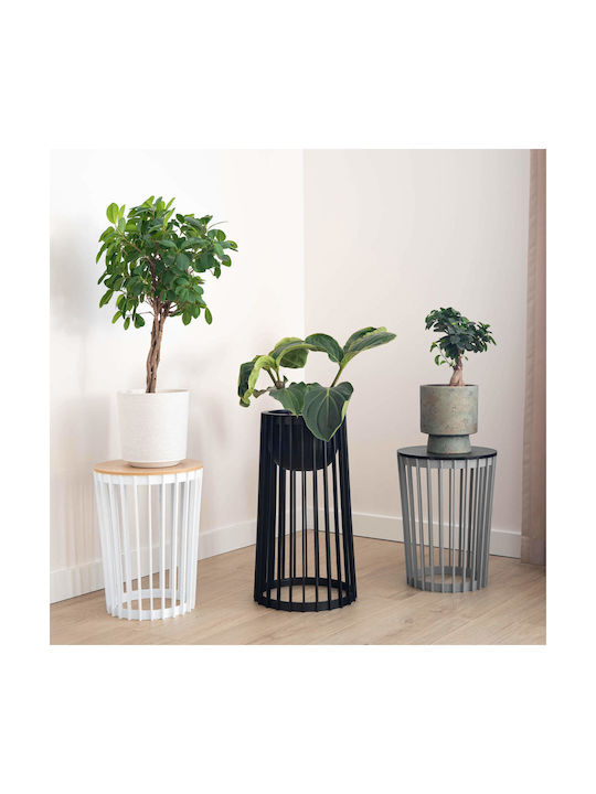 Suport Ghiveci De Flori În Picioare Loft Dublu Față Negru 53.5 Cm + Inserție