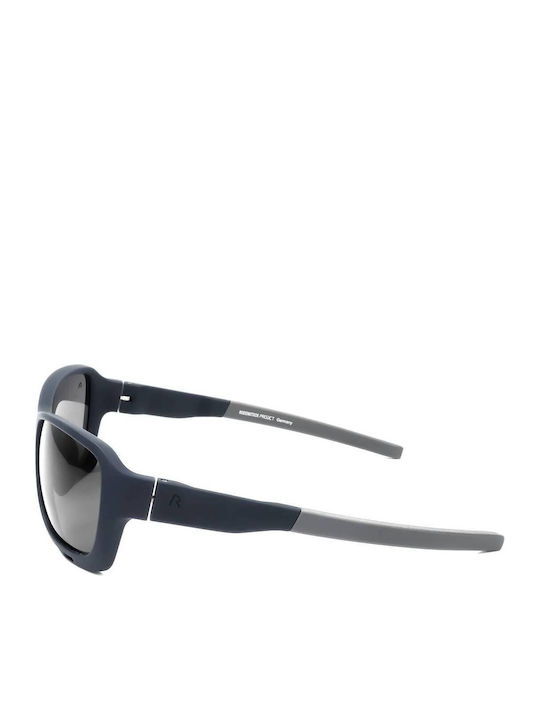 Unisex Sunglasses with Navy Blue Frame and Silver Mirror Lens