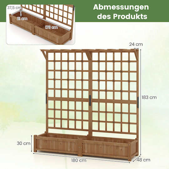 Costway Costway Holz Blumenkasten Braune 183x48x180cm
