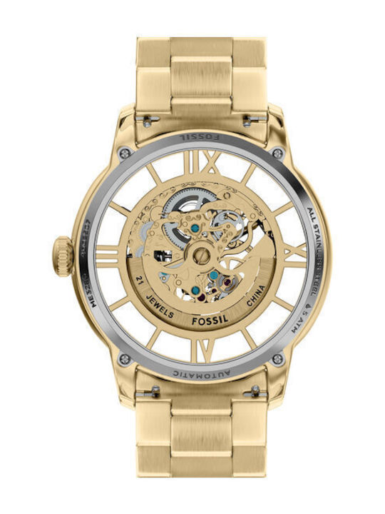Fossil Townsman Мъжки Часовник 44mm Автоматичен с Златиста Стоманена Гривна