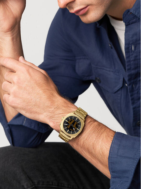 Fossil Machine Ρολόι Μπαταρίας με Μεταλλικό Μπρασελέ