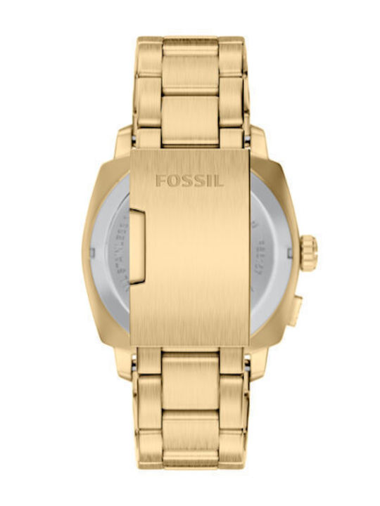 Fossil Machine Ανδρικό Ρολόι Μπαταρίας με Χρυσό Μεταλλικό Μπρασελέ