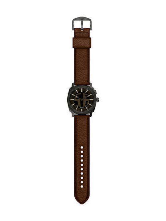 Fossil Machine Мъжки Часовник На Батерия С Кафява Кожена Каишка
