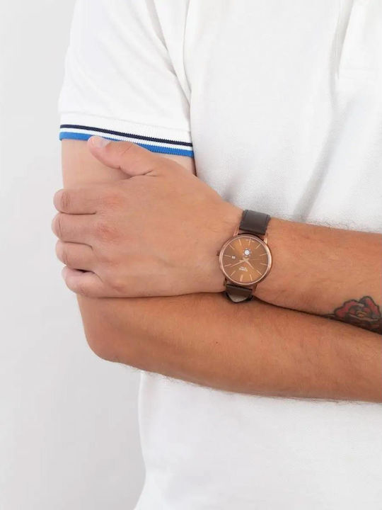 Casio Collection Мъжки Часовник 41mm На Батерия С Кафява Метална Гривна