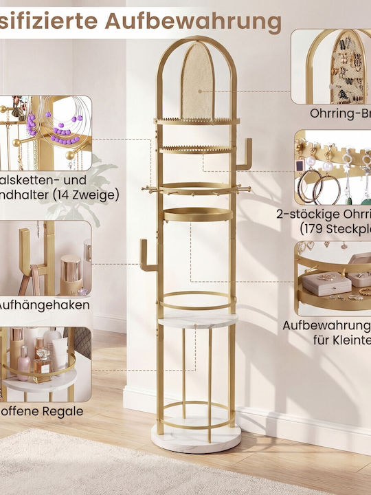Costway Hölzernes Schmuckkästchen Gold