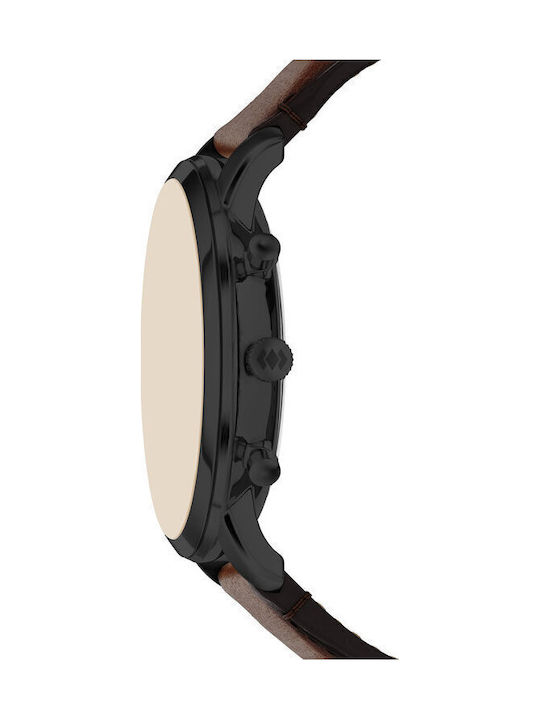 Fossil Neutra Мъжки Часовник 44mm Хронограф На Батерия С Кафява Кожена Каишка