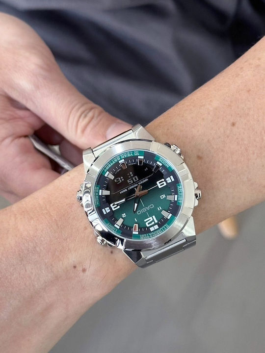 Casio Collection Men's Watch 44mm Battery with Green Metal Bracelet