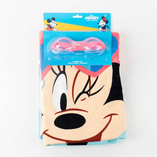 Disney Minnie Swimming Kids' Beach Towel 70x140cm with Swimming Goggles