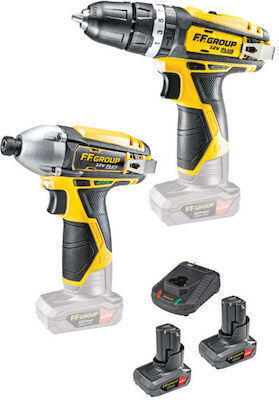 FFG 46565 Set Impact Drill Driver & Impact Screwdriver 12V with 2 Batteries 4Ah and Case