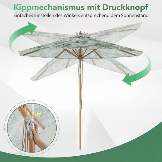 Umbrelă Rotundă Din Lemn Verde Φ2.7xÎ2.7m