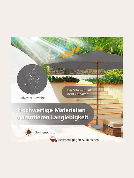 Professioneller Rundschreiben Garten- und Terrassen-Sonnenschirm Holz Grau F3xY3m