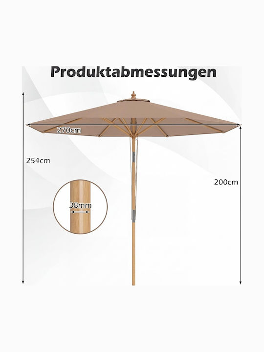 Garten- und Terrassen-Sonnenschirm Boden Rundschreiben Holz Khaki mit Basis NP12796CF